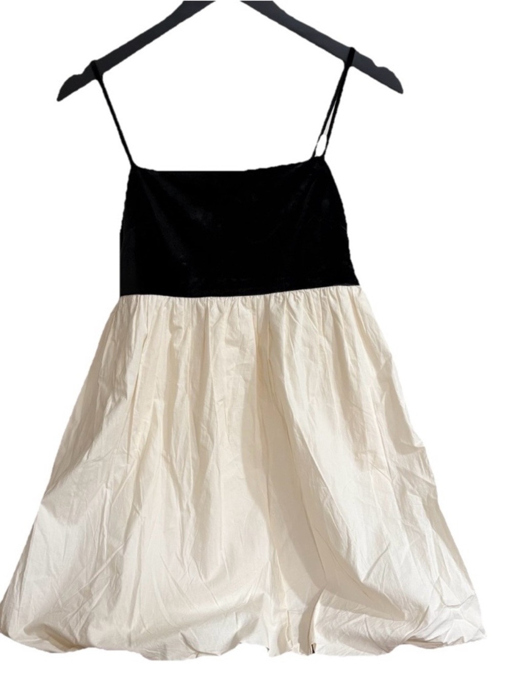 American Eagle Black Velvet  & Cream Mini Babydoll Bubble Dress NWOT Size Small
